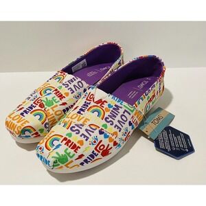Toms Womens Alpargatas Multi Unity‎ Love Wins Print Size 8.5